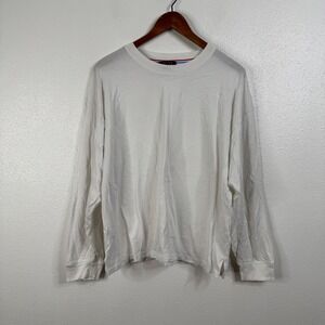 AYR White Pima Cotton Long Sleeve Tee Size Medium